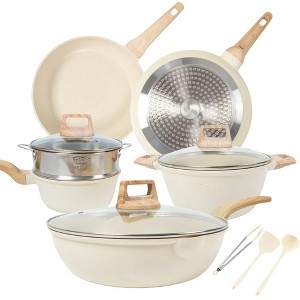 SKONYON 12pc Nonstick Ceramic Cookware Set Granite Coated Pots and Pans - 1 of 4