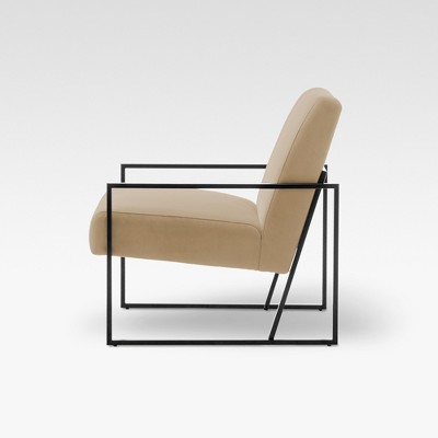 Brown Velvet Metal Frame Modern Accent Chair