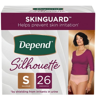 Depend Silhouette Incontinence & Postpartum Underwear for Women - Maximum Absorbency - S - Pink - 26ct