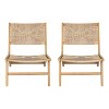 Christopher Knight Home Karla Outdoor Rustic Acacia Wood and Rattan Armless Lounge Chair (Set of 2) - 2 of 4
