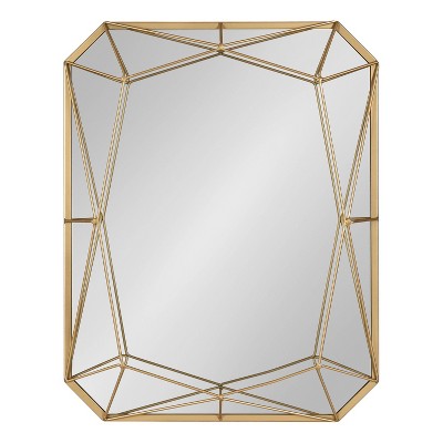 Keyleigh 31"x25.5" Gold Metal Geometric Rectangular Wall Mirror