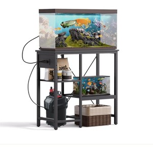 ELJGET 20/40/55 Gallon Fish Tank Stand with Power Outlet & LED Light, Metal Aquarium Stand with 3 Tier Adjustable Storage Shelves, 30.7"*13.8" - 1 of 4