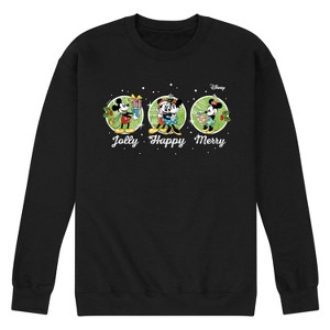 Men's - Disney - Mickey and Minnie Christmas Jolly Happy Merry Graphic Fleece Sweatshirt - 1 of 4