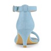 Allegra K Women's Round Open Toe Ankle Buckle Strap Kitten Heel Sandals - 3 of 4