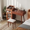 Modern Makeup Vanity Desk Vanity Table Dressing Table with Stool, Drawers, Cabinet & Charging Ports, Black/Walnut-ModernLuxe - 2 of 4