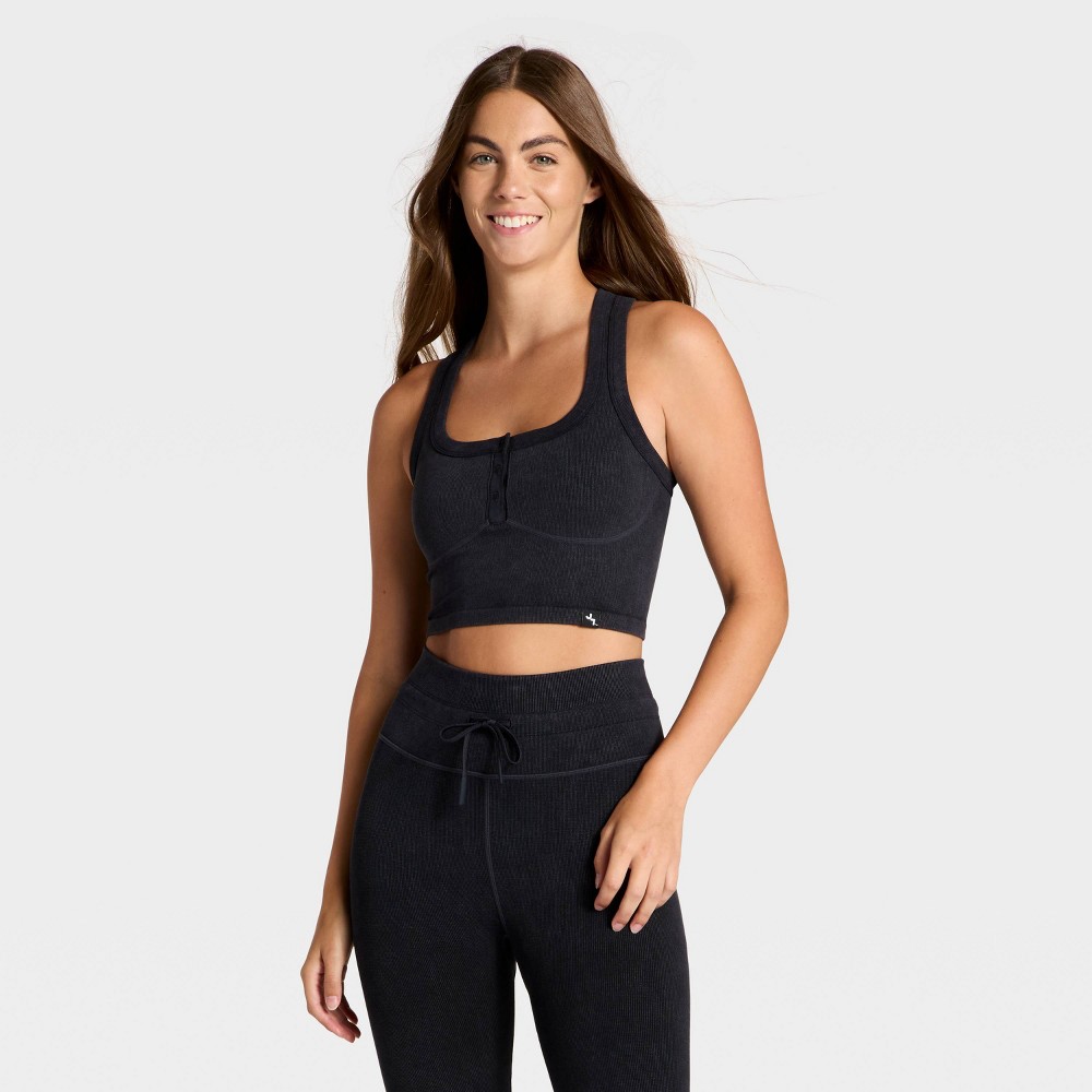 Women's Seamless Henley Tank Top - JoyLab™ Black M