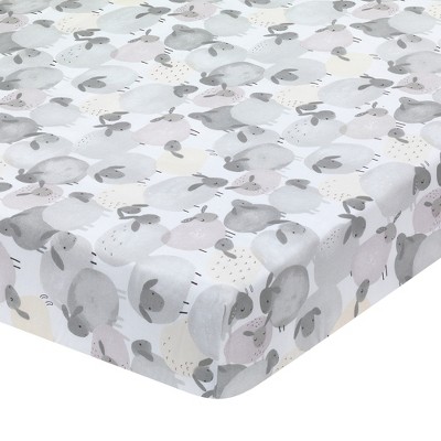 Lambs & Ivy Sleepy Sheep Gray/White Cotton Watercolor Baby Fitted Crib Sheet