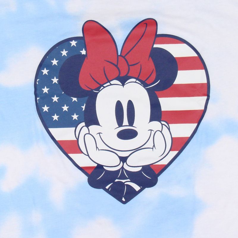 Disney Girls' Minnie Mouse American Flag Heart Tie-Dye Cropped Kids T-Shirt, 2 of 5