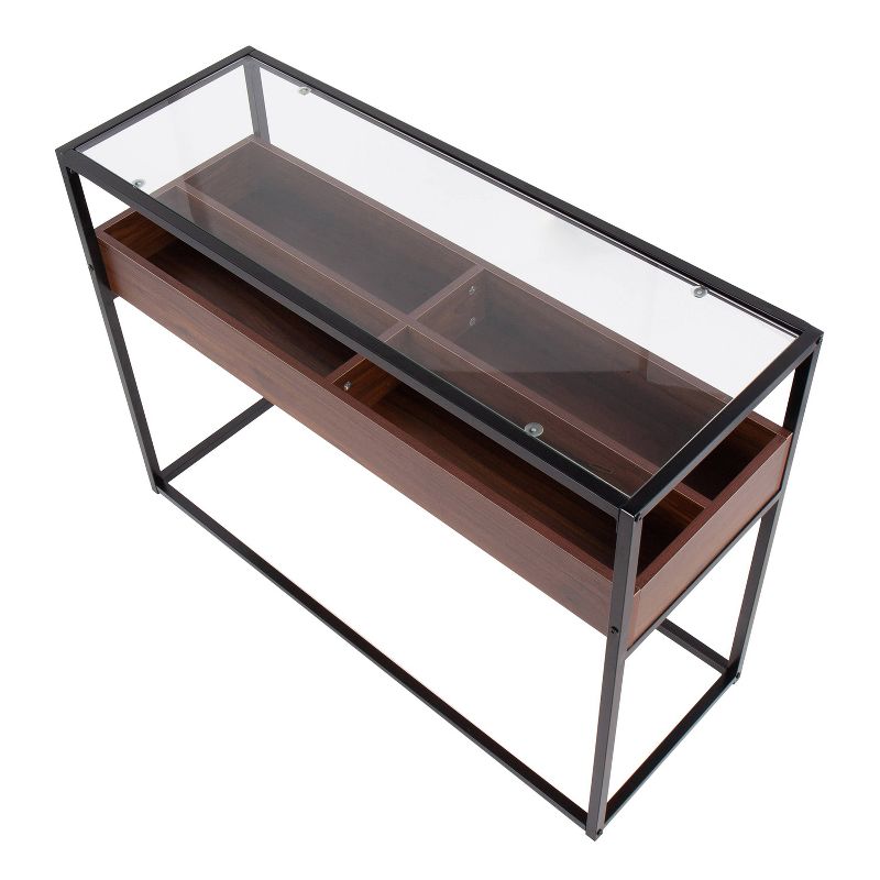 Display Tempered Glass/Steel/Wood Console Table Black/Walnut - LumiSource, 6 of 11
