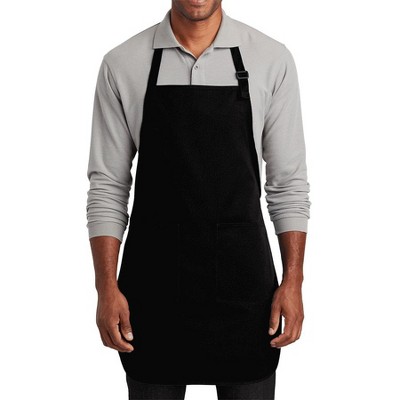 Men's Red Full-Length Poly/Cotton Bib Apron with Pockets