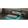 DOMETOUR Modern Upholstered Floating Bed Frame with LED Lights, Vertical Channel Design Velvet Fabric Bed, No Box Spring Needed, Full Size, Gray - 4 of 4