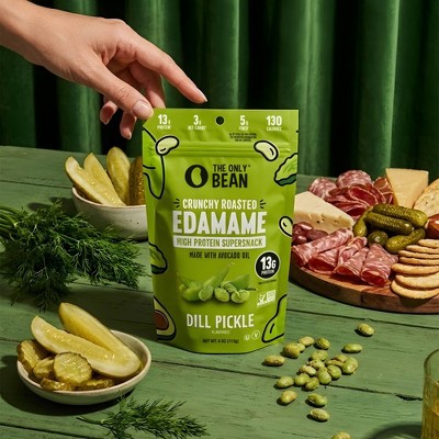 The Only Bean Crunchy Roasted Edamame Bean Snack High Protein Dill Pickle - 4oz