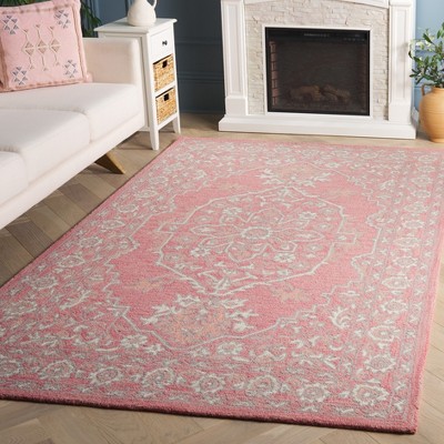 Ivory Hand-knotted Wool Rectangular Area Rug, 5' x 8'