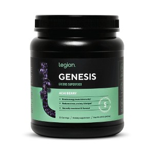 Legion Genesis Green Superfood Powder,  Acai Berry, 30 Servings - 1 of 4