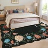coucheta 8x10 ft Area Rug, Low Pile, Washable Rugs,Stain Resistant, Non Slip, Modern Floral Scalloped Carpet for Bedroom, Living Room, Black - 2 of 4