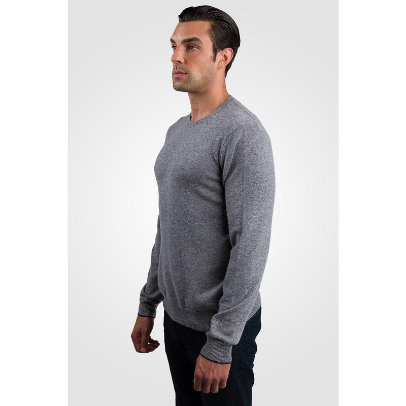 JENNIE LIU Men's 100% Pure Cashmere Long Sleeve Pullover Crewneck Sweater, 3 of 5