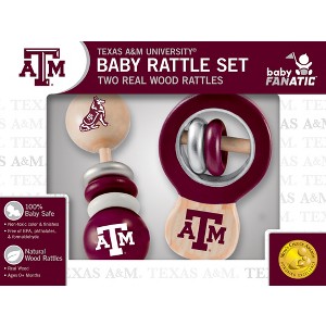 Baby Fanatic Wood Rattle 2 Pack - NCAA Texas A&M Aggies Baby Toy Set - 1 of 4