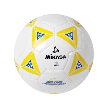 Mikasa Size 4 Deluxe Cushioned Soccer Ball, Ages 8 to 12, 25 Inch Diameter, White/Yellow