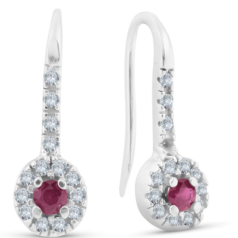 Pompeii3 1/4ct Ruby & Diamond Drop White Gold Earrings 14K White Gold, 2 of 5