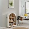 Set of 2 Arched Small Bookcase,3-Tier Storage Bookshelf with Woodgrain Shelves for Living Room Bedroom,Modern Wooden Bookcase-Coolbibila - 3 of 4