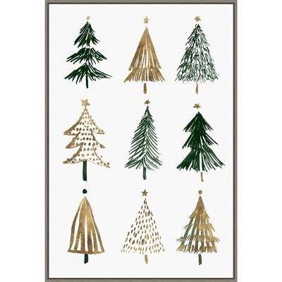 22" x 33" Evergreen Trees II Framed Wall Canvas - Amanti Art