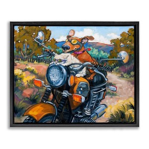 Stupell Industries Cat & Dog on Motorcycle Floating Frame Canvas Art, Black, 21" x 17" - 1 of 4