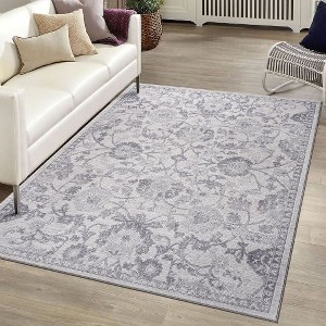 Kumasinova Stain-Resistant Area Rug, Non-Shedding Gray/Silver Door Mat,Kid & Pet-Friendly, Oriental Area Rug for Living Room,Latex-Free Cotton Backing - 1 of 4