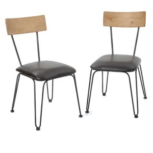 Orval Dining Chair - Black/Brown (Set of 2) - Christopher Knight Home