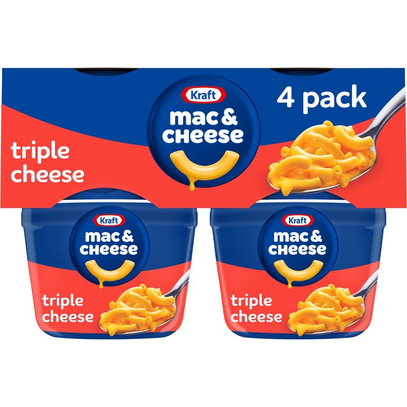 Kraft Triple Cheese Mac and Cheese Cups Easy Microwavable Dinner - 8.2oz/4ct, 1 of 13