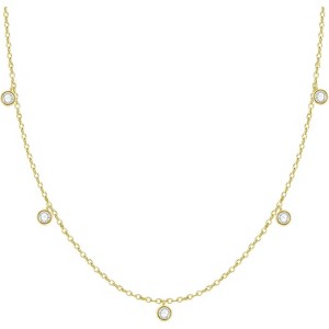 14K Gold Plated Cubic Zirconia Necklace Layered Cute Station Choker Necklace - 1 of 4