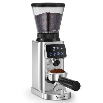 Coffee Grinder, 40mm Stainless Steel Conical Burr Grinder with 24 Grinding Settings, Grinding Time & 1-12 Cups Adjustable, Fit Espresso & Drip Coffee