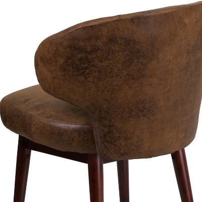 Posh Black LeatherSoft Side Chair with Walnut Legs