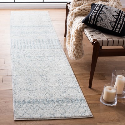 Ivory and Light Grey Hand-Knotted Synthetic 2' x 11' Runner Rug