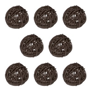 Unique Bargains Wicker Rattan Decorative DIY Crafts Balls for DIY Crafts 8 Pcs - 1 of 4