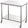 Stainless Steel 2 Tier Work Table with Wheels,Kitchen Prep Table with Undershelf&Pre-Assembled Feet,Utility Tables for Restaurant,Home,Workshop - 2 of 4