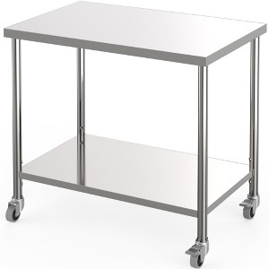 Stainless Steel Table, Heavy-Duty Metal Commercial Prep Table with Open Storage Racks for Restaurant Kitchens, Home, Hotels, Food Preparation - 1 of 4
