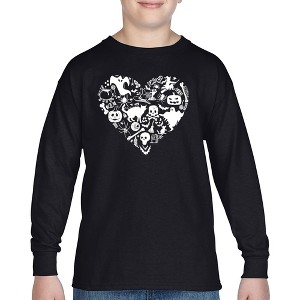 LA Pop Art Halloween Heart - Boy's Word Art Long Sleeve T-Shirt - 1 of 4