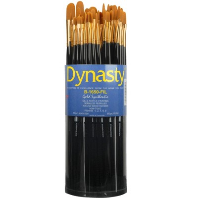 Dynasty  B-1650 Art Education Filbert Paint Brushes, Classroom Cylinder, set of 60