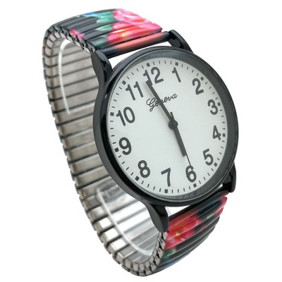Olivia Pratt Big Dial Easy Reader Watch Abstract Elastic Stretch Band Wristwatch Women Watch - image 2