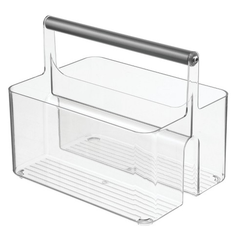 Clear mDesign Plastic Divided Storage Caddy Tote for Cleaning Supplies 