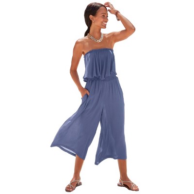 Women's Flowy Strapless Culotte Jumpsuit - LASCANA