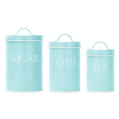 Mint Retro Metal Kitchen Canister Set with Handles