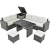 DSVIMOY 6-Piece Patio Furniture Set with Adjustable Seat, Outdoor Furniture with Storage Box, Beige, 53.5"*27.6"*28.7" - 3 of 4
