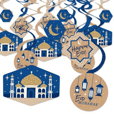 Big Dot of Happiness Ramadan - Eid Mubarak Hanging Decor - Party Decoration Swirls - Set of 40