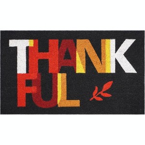 HomeRoots 17" X 29" Natural And Brown Thanksgiving Outdoor Coir Door Mat - 1 of 4