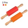 Unique Bargains Silicone Smooth Non-Stick Wooden Handle Kitchen Rolling Pin 2 Pcs - 3 of 4