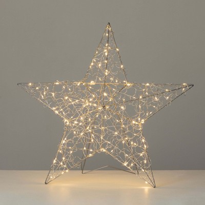 31.5"H Sullivans Christmas Silver Lighted Star With Stand, Indoor Christmas Decor