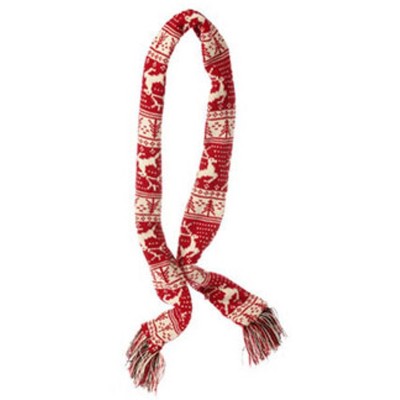 Raz Imports 59" Alpine Chic Red and Cream Knit Reindeer and Tree Nordic Christmas Scarf Ornament