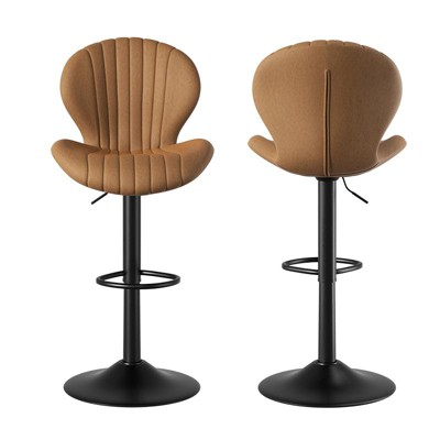 Dexmalle Set of 2 Swivel Bar Stools with High Backrest,Brown