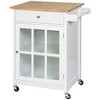 NicBex Mobile Kitchen Island Cart Morden Kitchen Carts on Wheels with Storage, 1 Glass Cabinet Door and 1 Drawer for Kitchen, White - 4 of 4